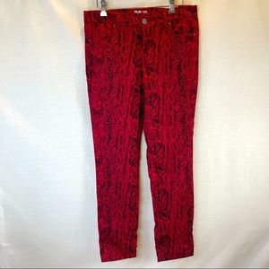 Style & Co Red Snake Pattern Skinny Pant Size 6